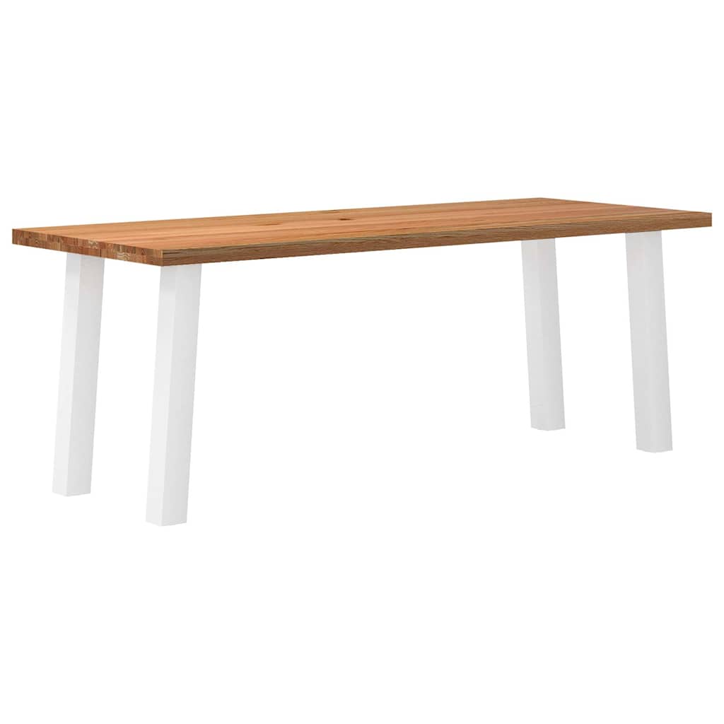 Table Industrielle en Bois Massif avec Pieds Blancs-80 cm-200 cm-1-La-Fabrique-Industrielle
