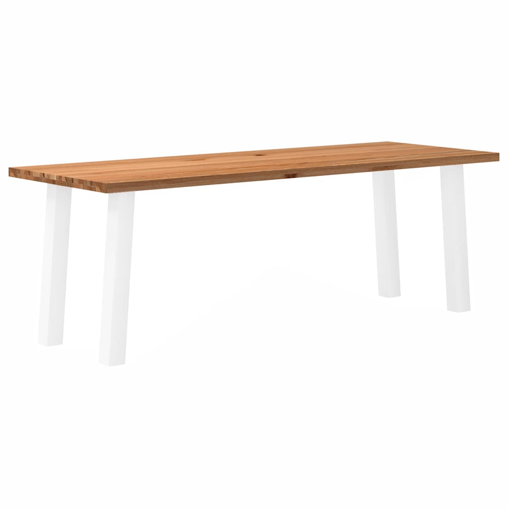 Table Industrielle en Bois Massif avec Pieds Blancs-80 cm-220 cm-1-La-Fabrique-Industrielle