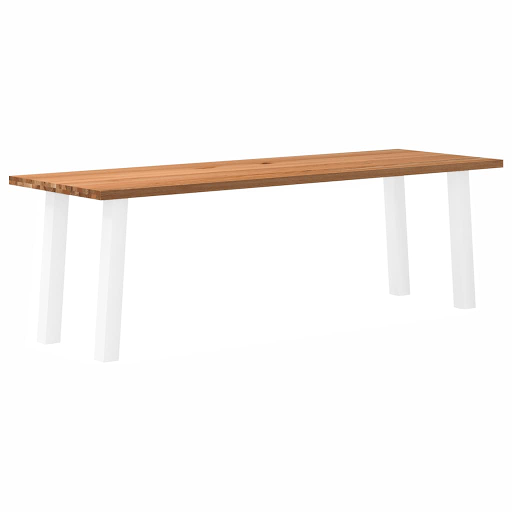 Table Industrielle en Bois Massif avec Pieds Blancs-80 cm-240 cm-1-La-Fabrique-Industrielle