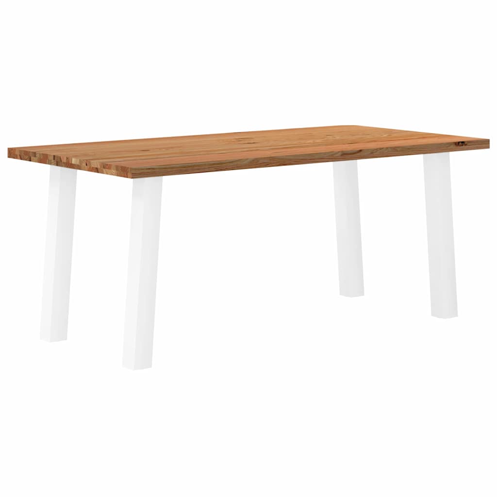 Table Industrielle en Bois Massif avec Pieds Blancs-90 cm-180 cm-1-La-Fabrique-Industrielle