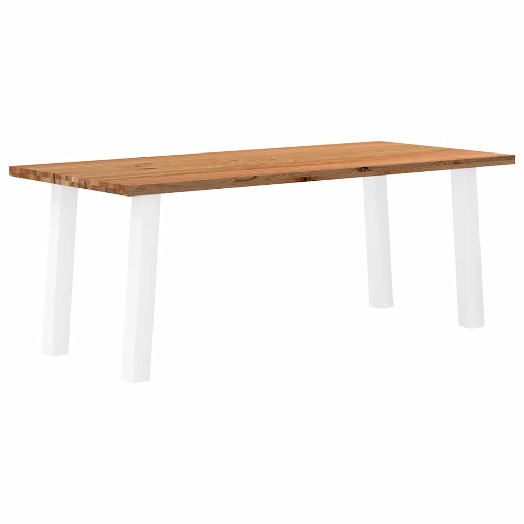 Table Industrielle en Bois Massif avec Pieds Blancs-90 cm-200 cm-1-La-Fabrique-Industrielle