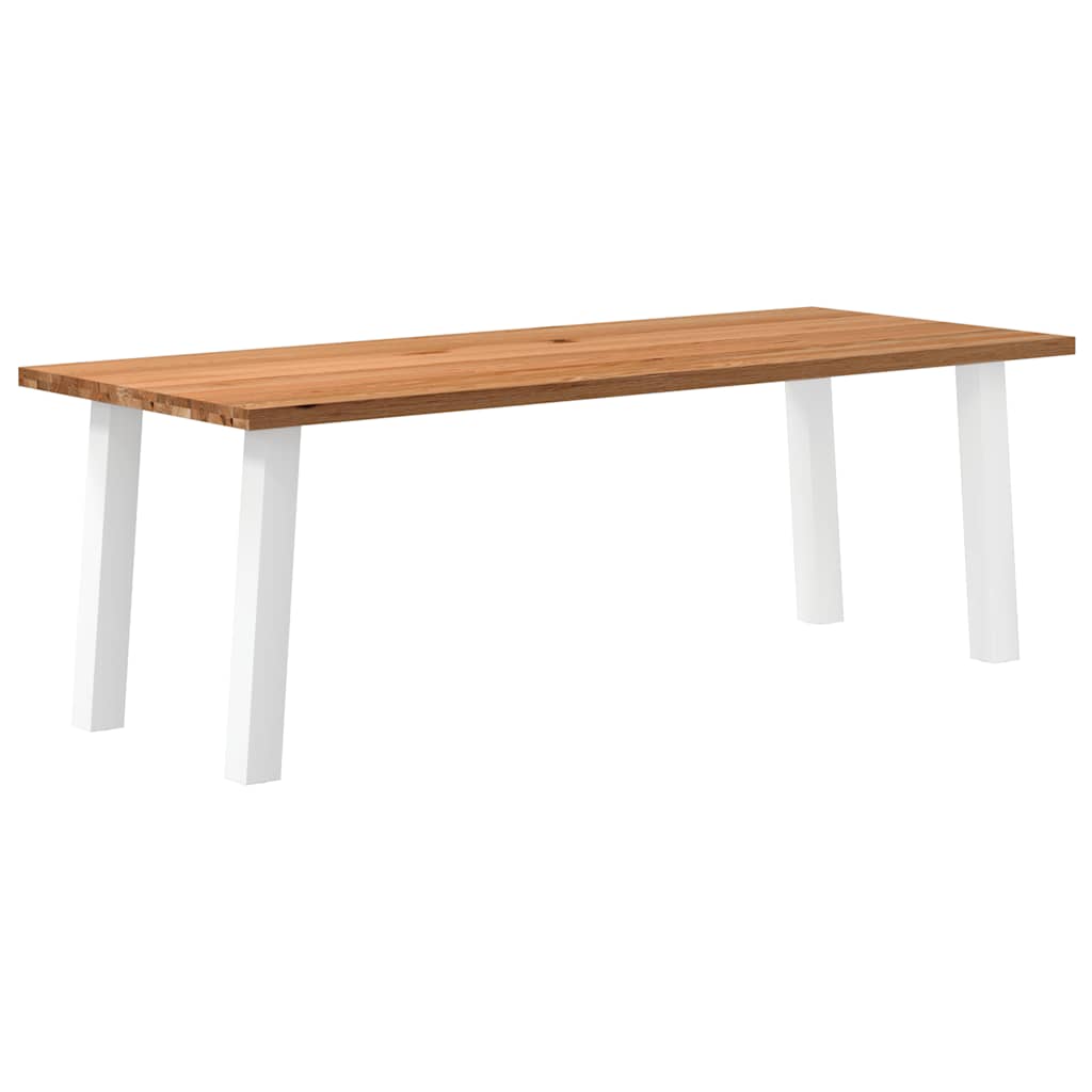 Table Industrielle en Bois Massif avec Pieds Blancs-90 cm-220 cm-1-La-Fabrique-Industrielle