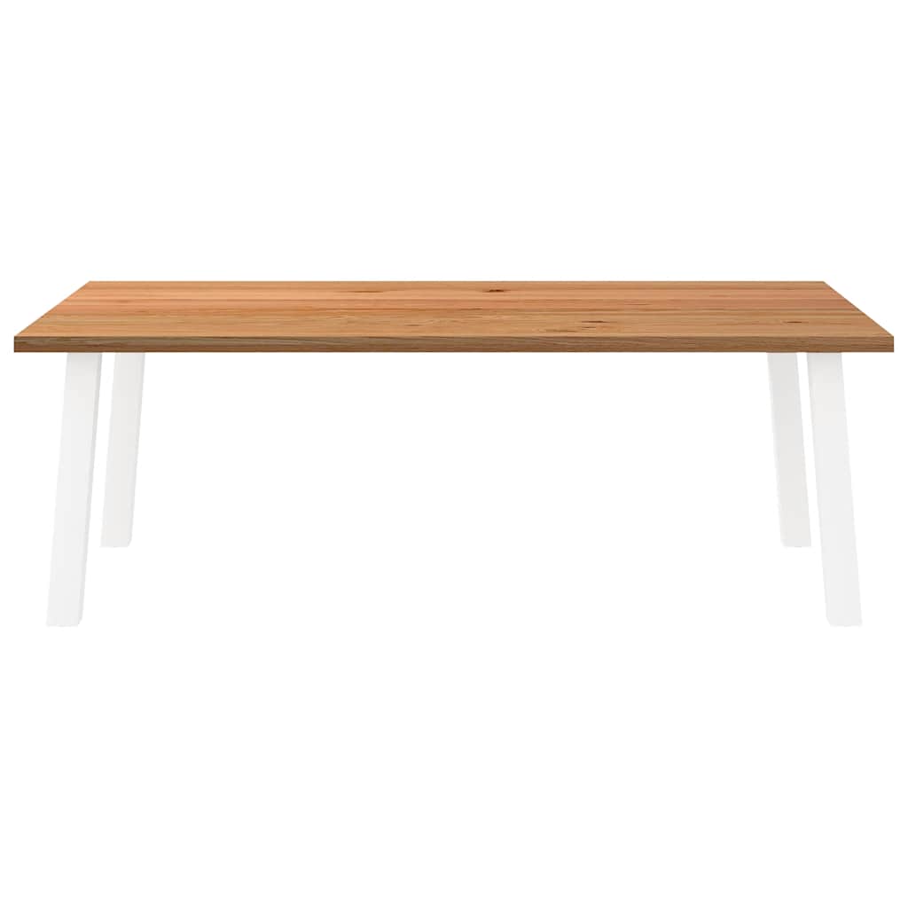 Table Industrielle en Bois Massif avec Pieds Blancs-La-Fabrique-Industrielle