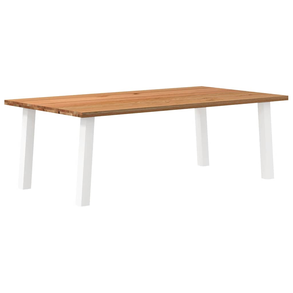 Table Industrielle en Bois Massif avec Pieds Blancs-La-Fabrique-Industrielle