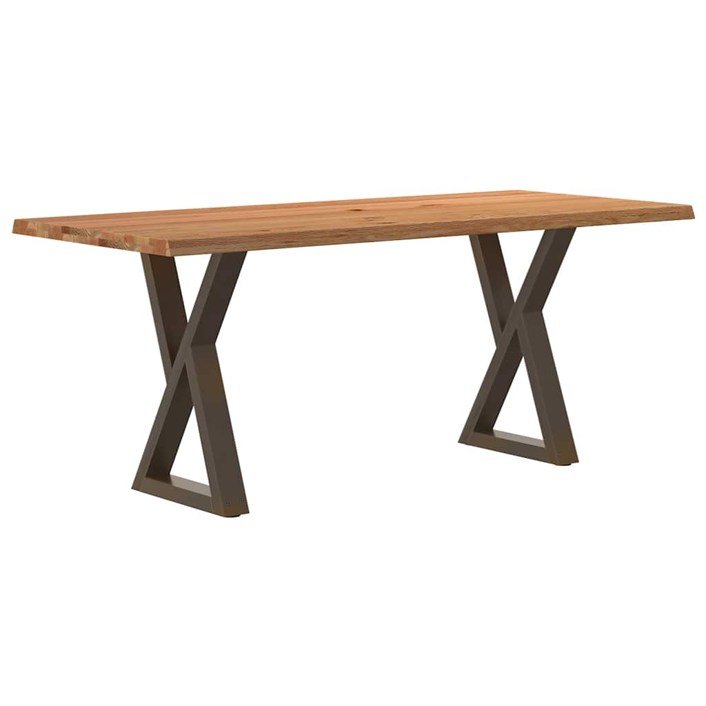 Table Industrielle en Bois avec Pieds Croisés-Acier naturel-1-180 x 80 x 74 cm-La-Fabrique-Industrielle