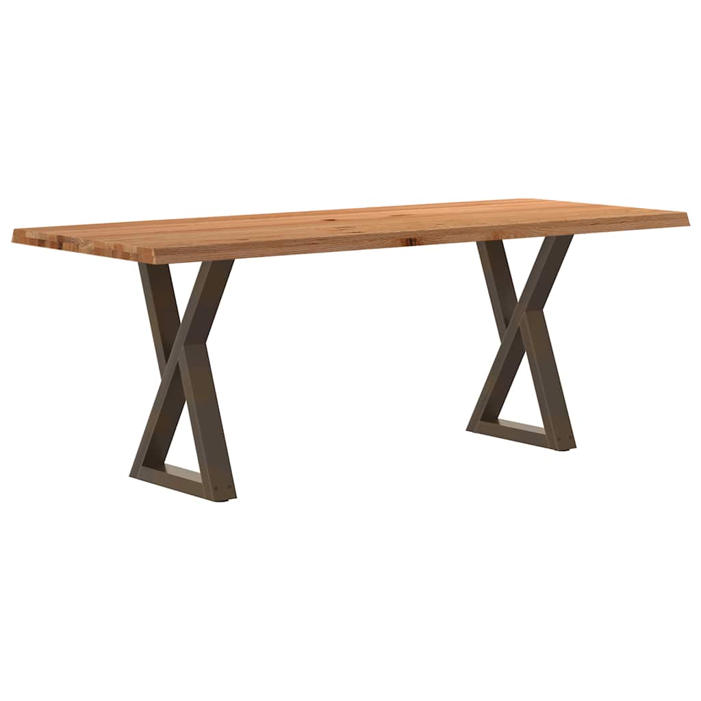 Table Industrielle en Bois avec Pieds Croisés-Acier naturel-1-200 x 80 x 74 cm-La-Fabrique-Industrielle