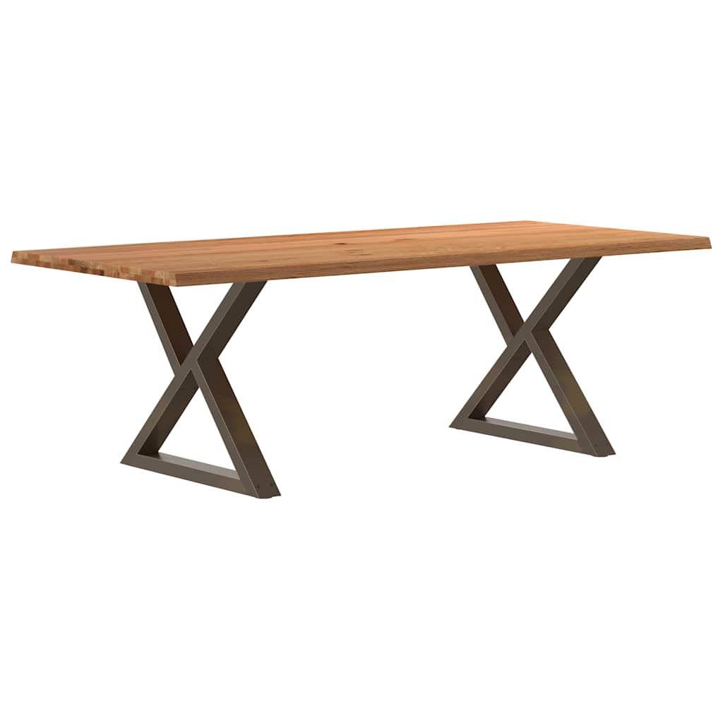 Table Industrielle en Bois avec Pieds Croisés-Acier naturel-1-220 x 100 x 74 cm-La-Fabrique-Industrielle