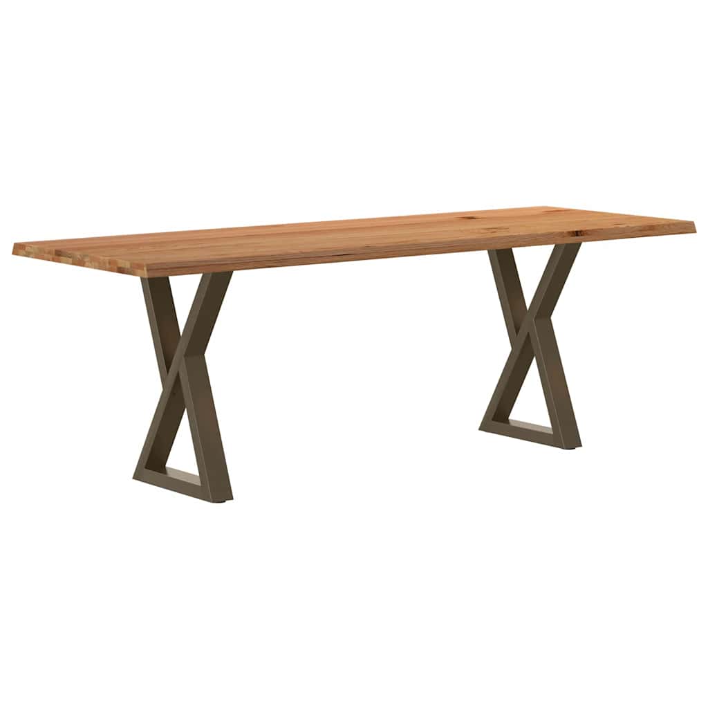 Table Industrielle en Bois avec Pieds Croisés-Acier naturel-1-220 x 80 x 74 cm-La-Fabrique-Industrielle