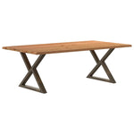 Table Industrielle en Bois avec Pieds Croisés-Marron clair et acier naturel-1-220 x 120 x 74 cm-La-Fabrique-Industrielle