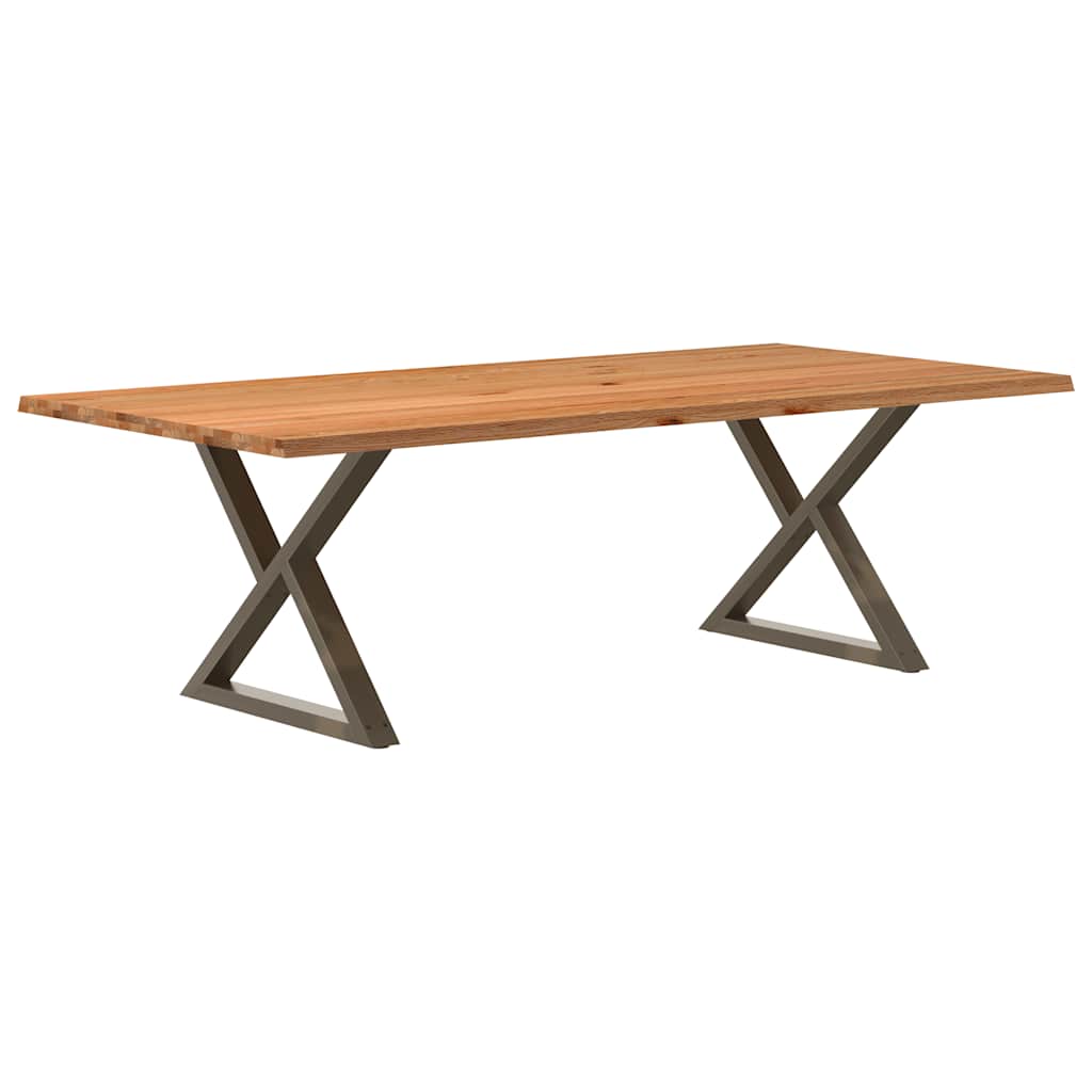 Table Industrielle en Bois avec Pieds Croisés-Marron clair et acier naturel-1-240 x 120 x 74 cm-La-Fabrique-Industrielle