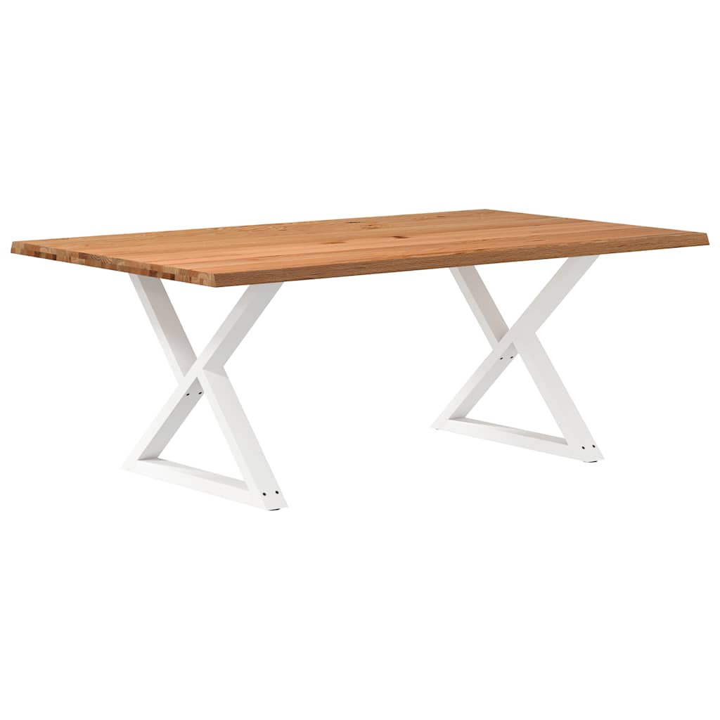 Table Industrielle en Bois avec Pieds Croisés-Marron clair et blanc-1-200 x 120 x 74 cm-La-Fabrique-Industrielle