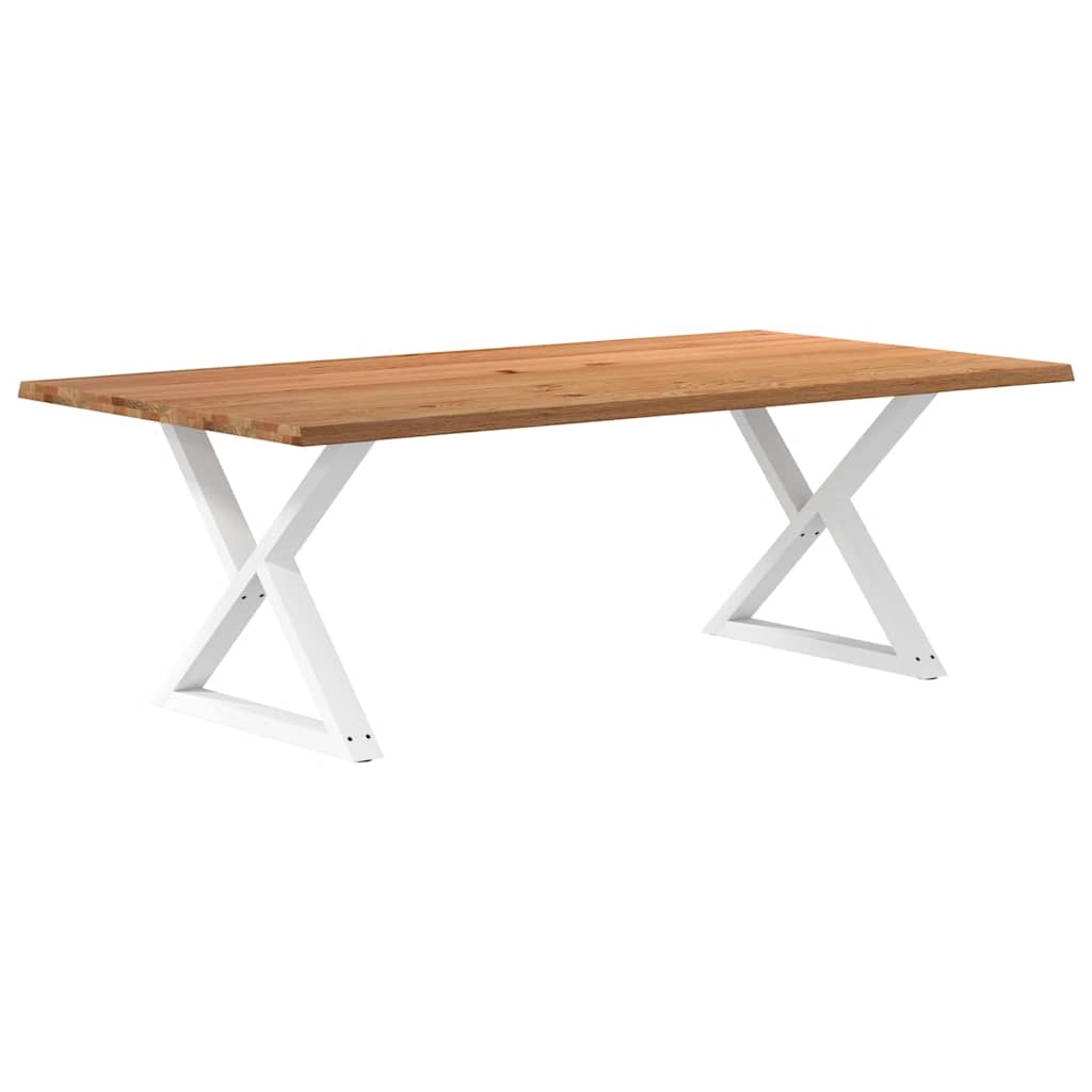 Table Industrielle en Bois avec Pieds Croisés-Marron clair et blanc-1-220 x 120 x 74 cm-La-Fabrique-Industrielle