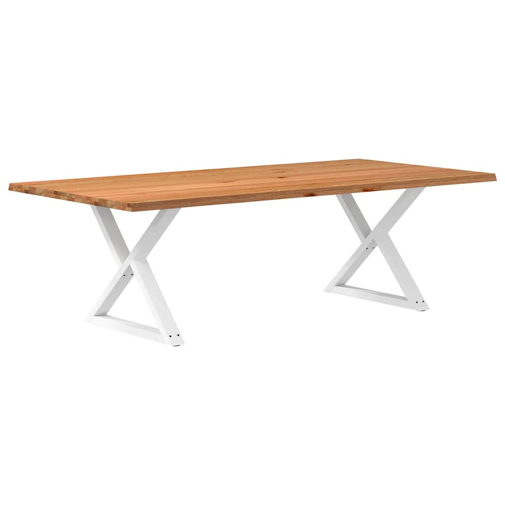 Table Industrielle en Bois avec Pieds Croisés-Marron clair et blanc-1-240 x 120 x 74 cm-La-Fabrique-Industrielle