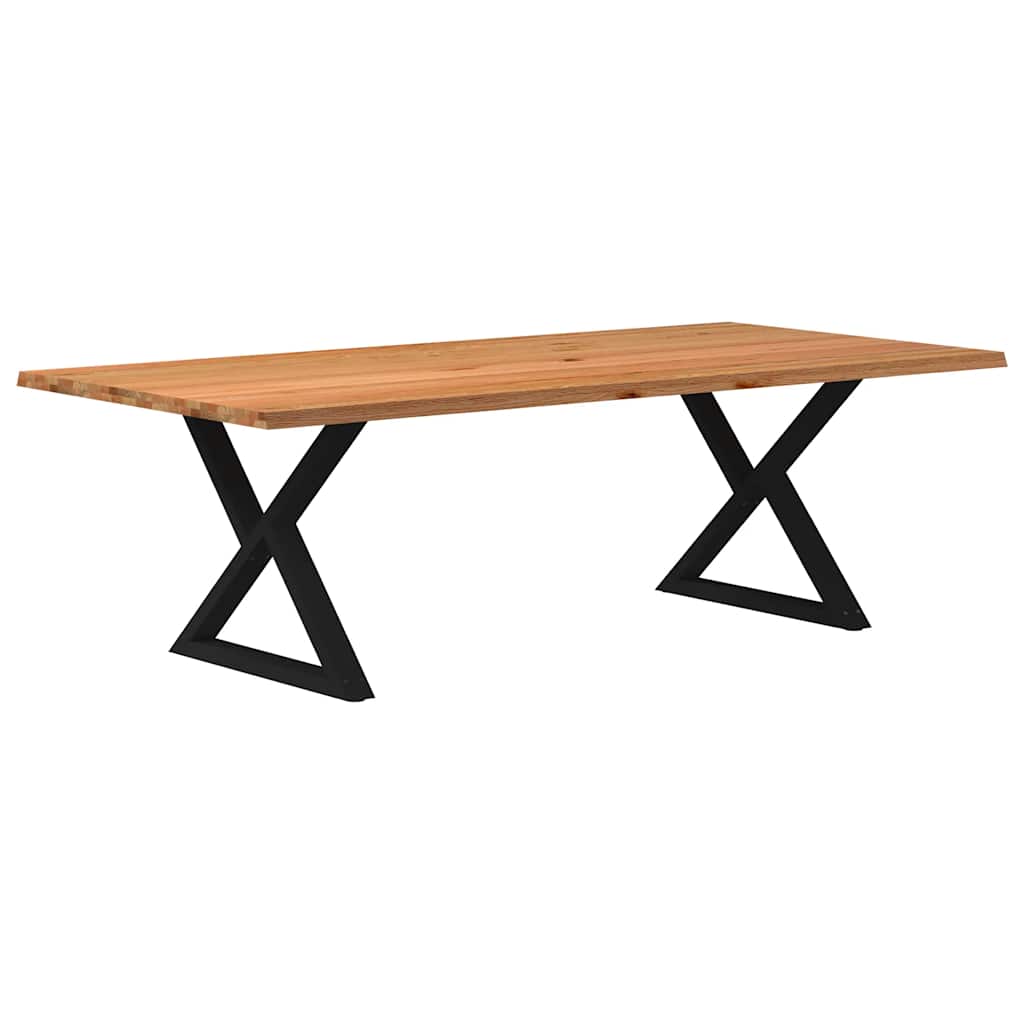 Table Industrielle en Bois avec Pieds Croisés-Marron clair et noir-1-240 x 120 x 74 cm-La-Fabrique-Industrielle