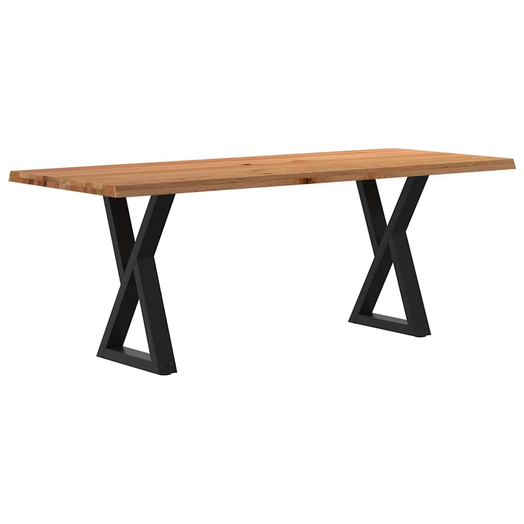 Table Industrielle en Bois avec Pieds Croisés-Noir-1-200 x 80 x 74 cm-La-Fabrique-Industrielle