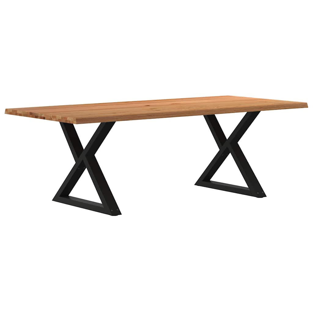 Table Industrielle en Bois avec Pieds Croisés-Noir-1-220 x 100 x 74 cm-La-Fabrique-Industrielle