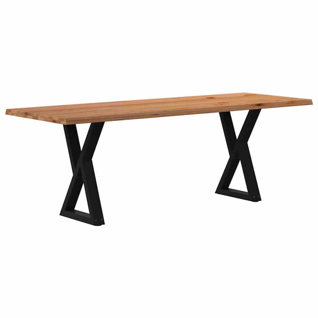 Table Industrielle en Bois avec Pieds Croisés-Noir-1-220 x 80 x 74 cm-La-Fabrique-Industrielle