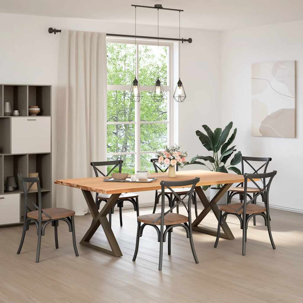Table Industrielle en Bois avec Pieds Croisés-La-Fabrique-Industrielle
