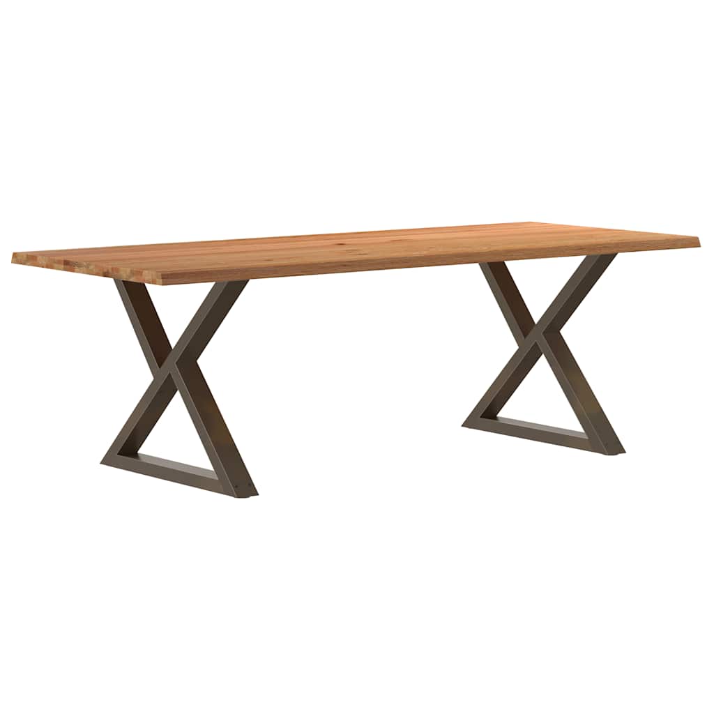 Table Industrielle en Bois avec Pieds Croisés-natural steel-1-240 x 100 x 74 cm-La-Fabrique-Industrielle