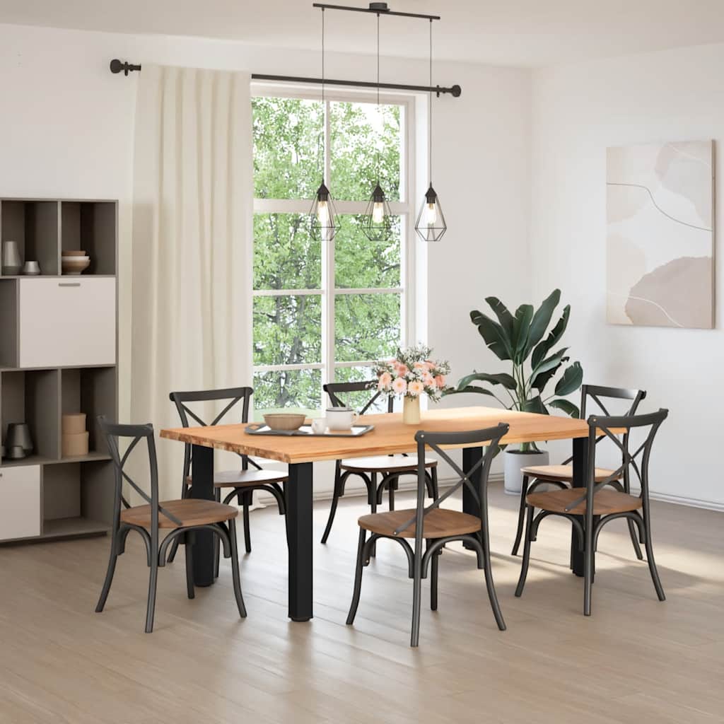 Table Industrielle en Bois avec Pieds Noirs-La-Fabrique-Industrielle