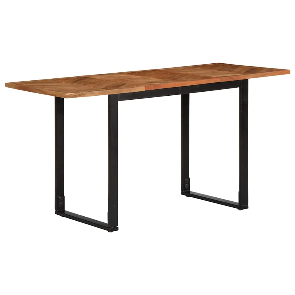 Table Industrielle en Bois d'Acacia et Pieds Noirs-1-140 x 70 x 75 cm-La-Fabrique-Industrielle