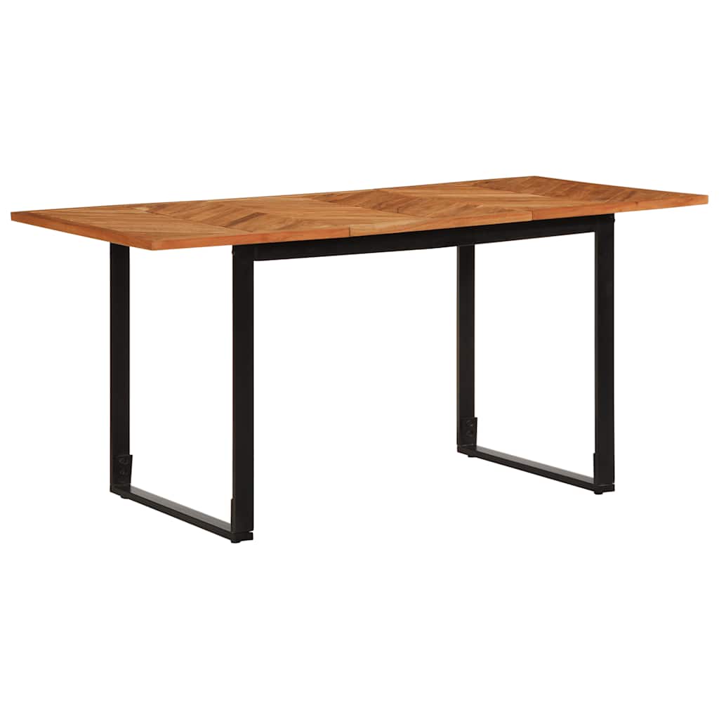Table Industrielle en Bois d'Acacia et Pieds Noirs-1-160 x 80 x 75 cm-La-Fabrique-Industrielle