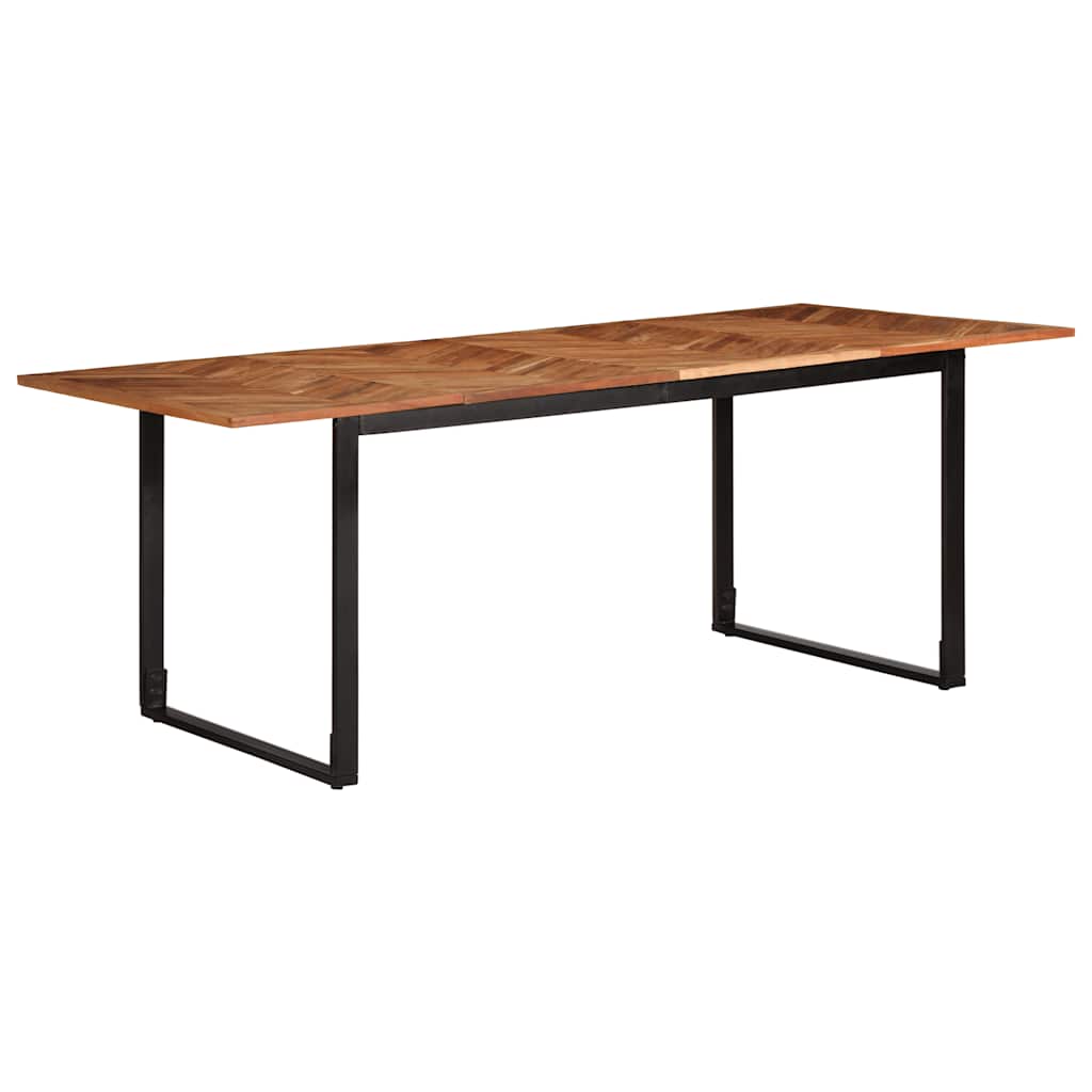 Table Industrielle en Bois d'Acacia et Pieds Noirs-1-200 x 100 x 75 cm-La-Fabrique-Industrielle