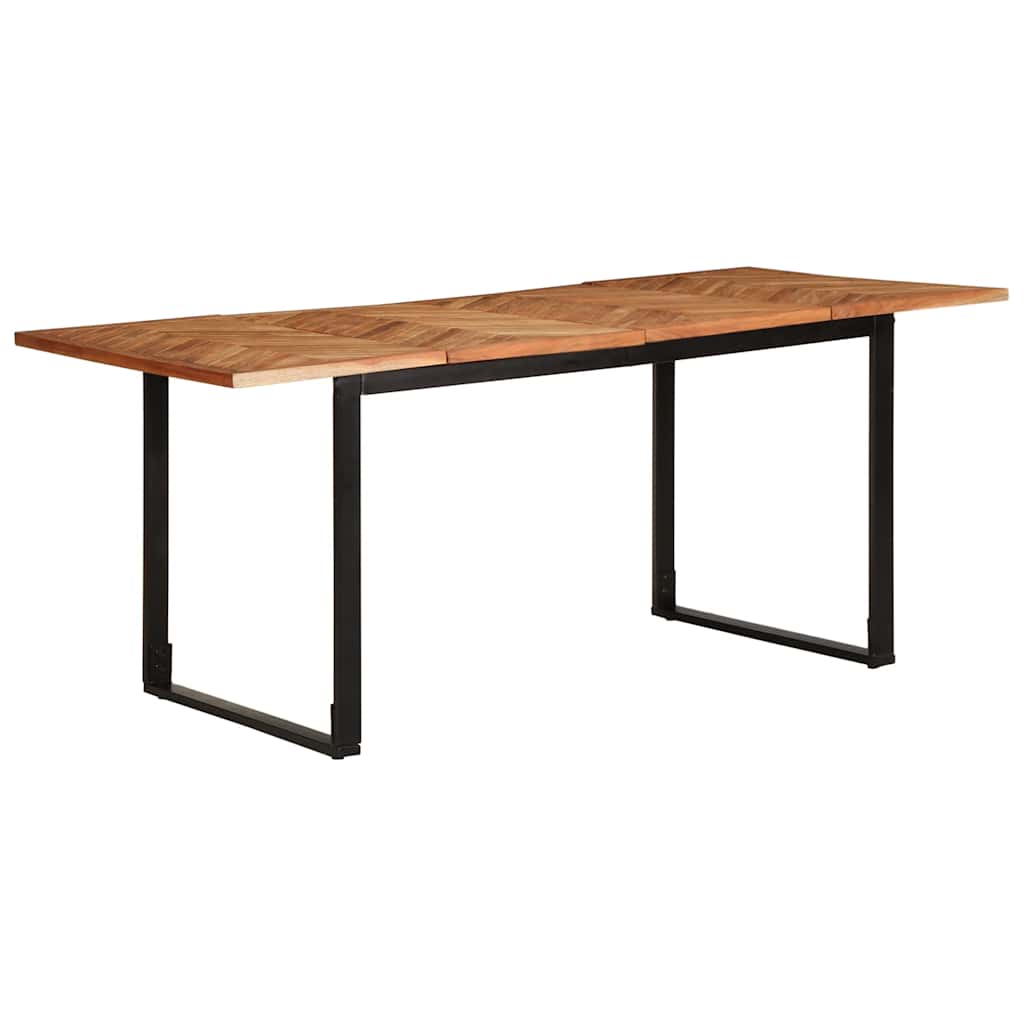 Table Industrielle en Bois d'Acacia et Pieds Noirs-La-Fabrique-Industrielle