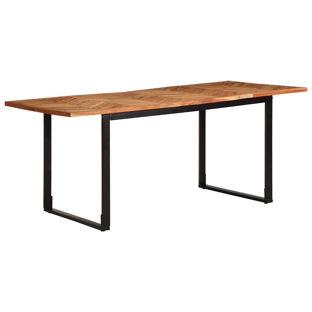 Table Industrielle en Bois d'Acacia et Pieds Noirs-La-Fabrique-Industrielle