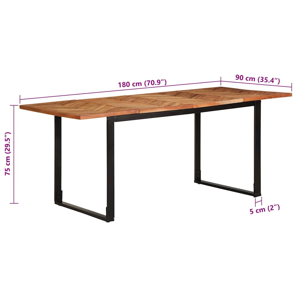 Table Industrielle en Bois d'Acacia et Pieds Noirs-La-Fabrique-Industrielle