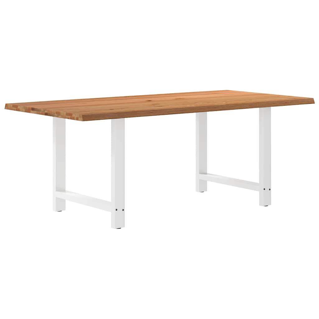 Table Industrielle en Bois de Chêne Massif 200x100 cm-Blanc-1-200 x 100 x 74 cm-La-Fabrique-Industrielle