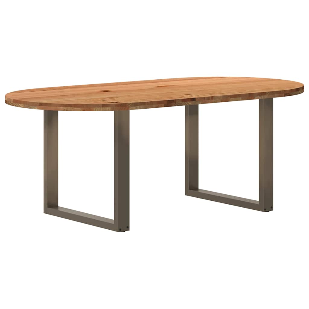 Table Industrielle en Bois de Chêne Massif 2m-Acier naturel-1-200 x 100 x 74 cm-La-Fabrique-Industrielle