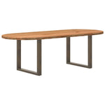 Table Industrielle en Bois de Chêne Massif 2m-Acier naturel-1-240 x 100 x 74 cm-La-Fabrique-Industrielle