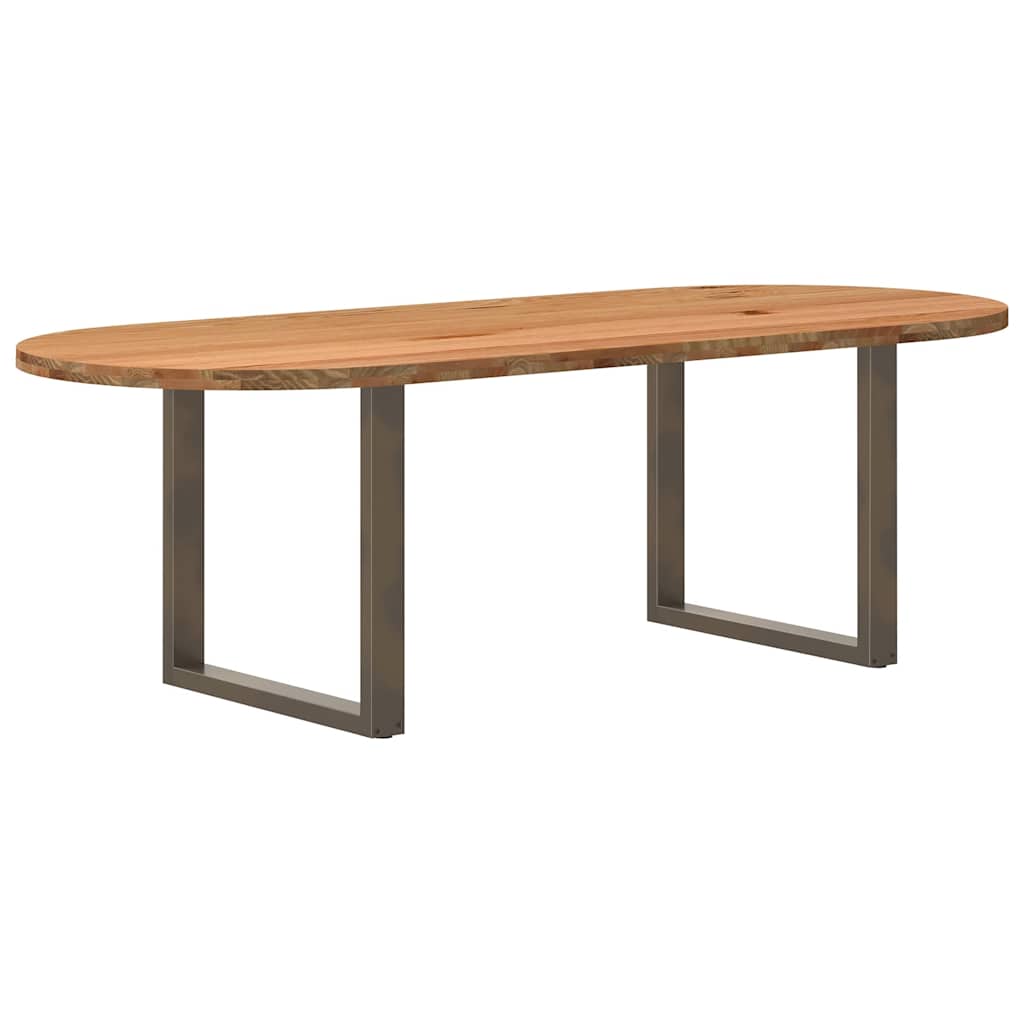 Table Industrielle en Bois de Chêne Massif 2m-Acier naturel-1-240 x 100 x 74 cm-La-Fabrique-Industrielle