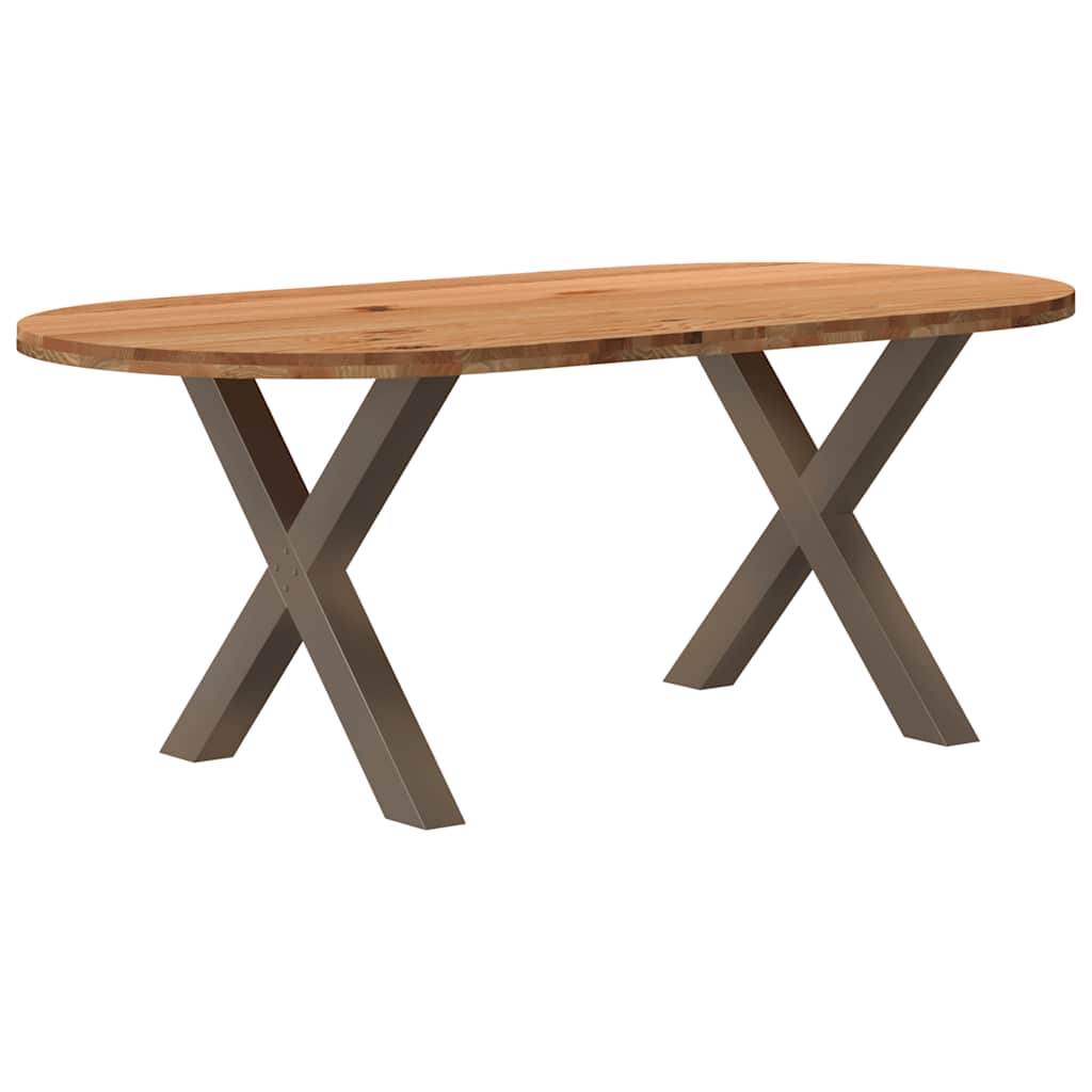 Table Industrielle en Bois de Chêne avec Pieds en X-Acier naturel-1-200 x 100 x 74 cm-La-Fabrique-Industrielle