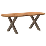 Table Industrielle en Bois de Chêne avec Pieds en X-Acier naturel-1-220 x 100 x 74 cm-La-Fabrique-Industrielle