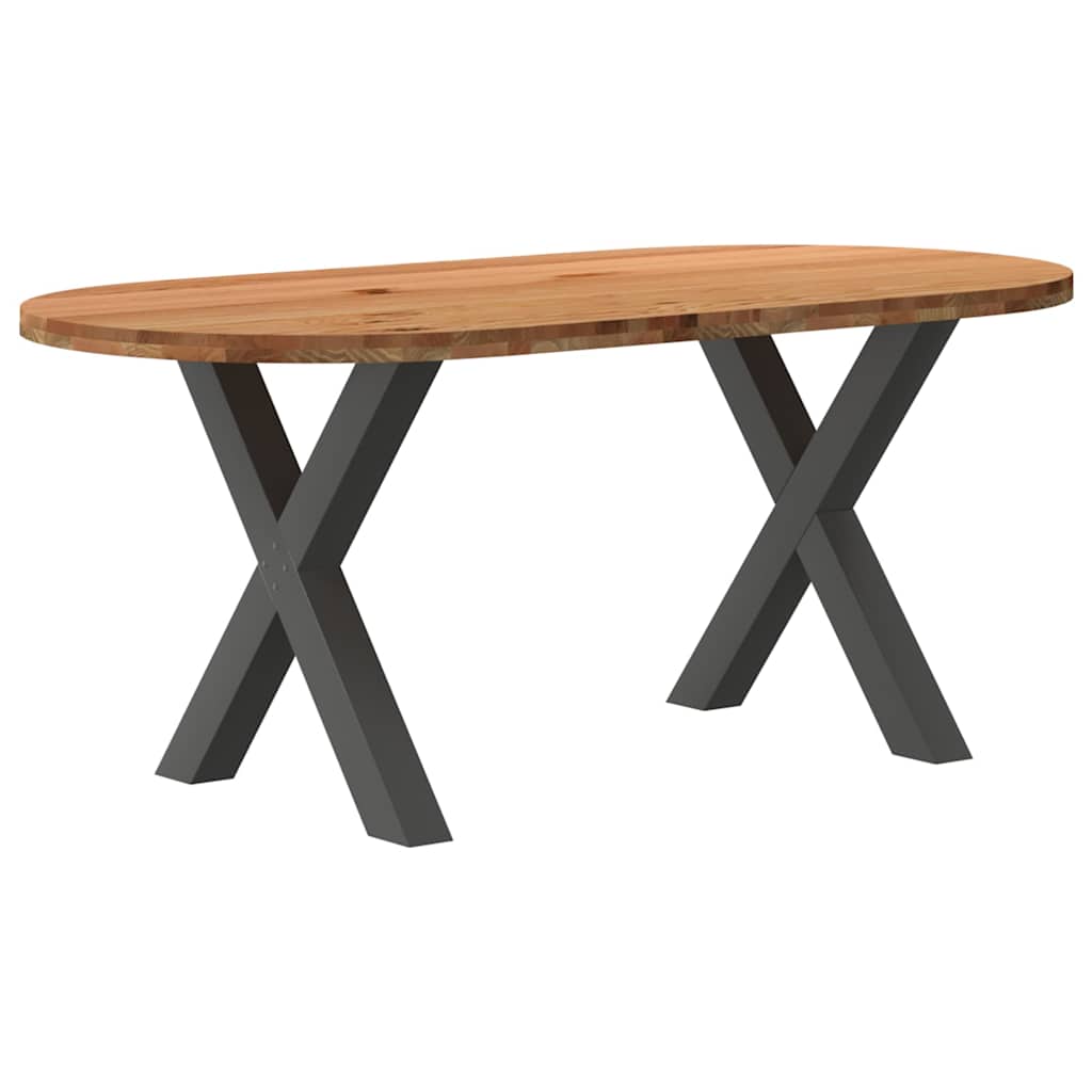 Table Industrielle en Bois de Chêne avec Pieds en X-Anthracite-1-180 x 90 x 74 cm-La-Fabrique-Industrielle