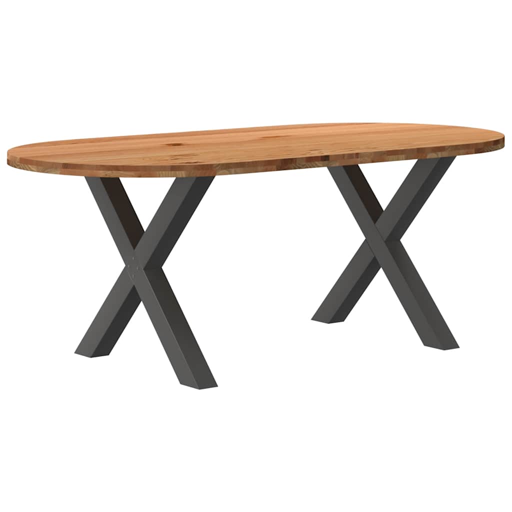 Table Industrielle en Bois de Chêne avec Pieds en X-Anthracite-1-200 x 100 x 74 cm-La-Fabrique-Industrielle