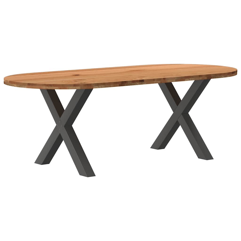 Table Industrielle en Bois de Chêne avec Pieds en X-Anthracite-1-220 x 100 x 74 cm-La-Fabrique-Industrielle