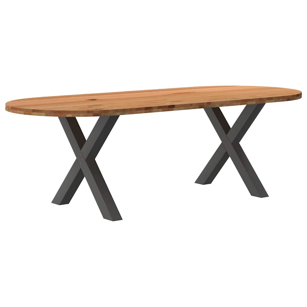 Table Industrielle en Bois de Chêne avec Pieds en X-Anthracite-1-240 x 100 x 74 cm-La-Fabrique-Industrielle