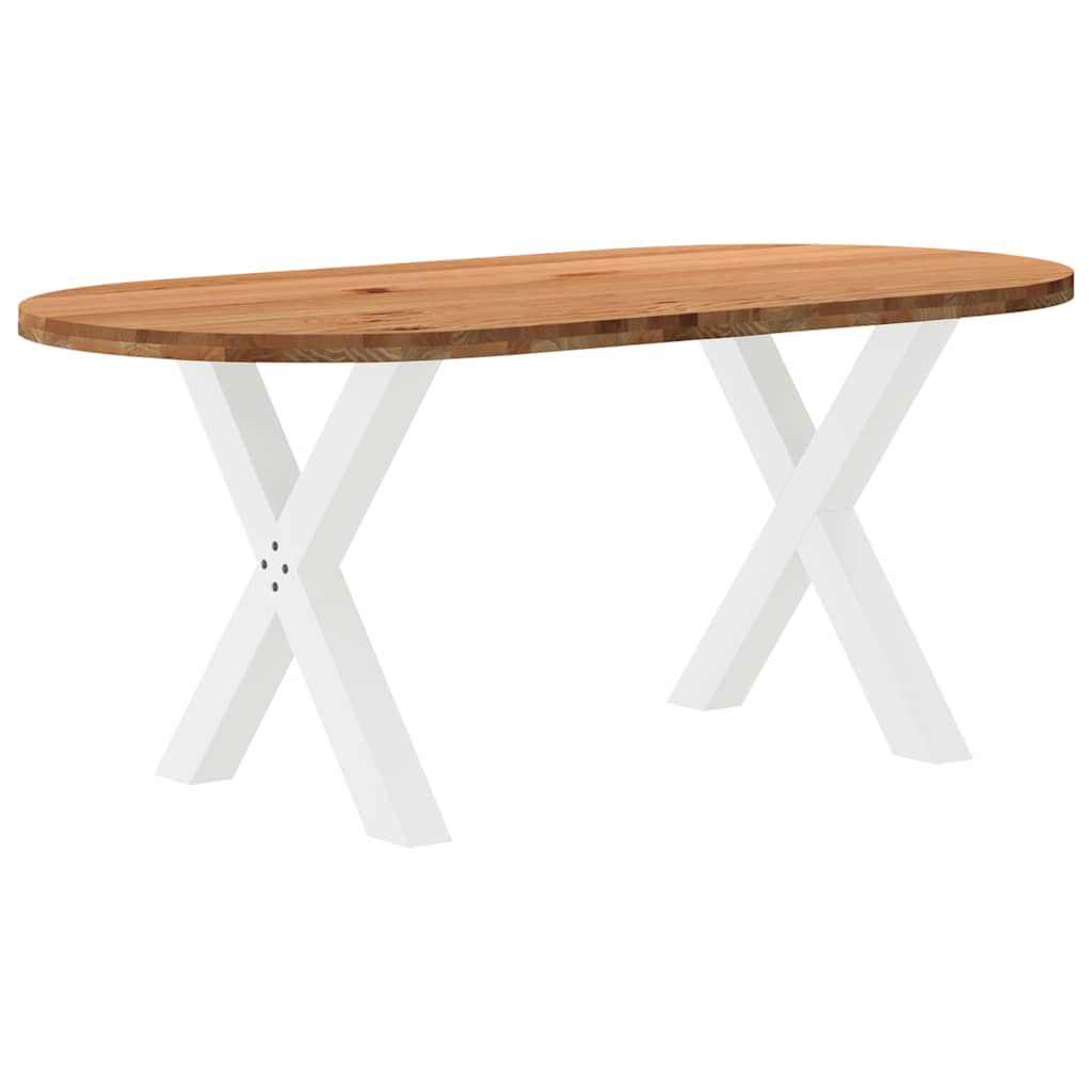 Table Industrielle en Bois de Chêne avec Pieds en X-Blanc-1-180 x 90 x 74 cm-La-Fabrique-Industrielle