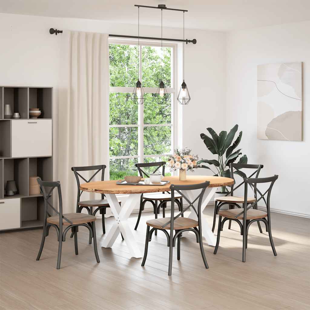 Table Industrielle en Bois de Chêne avec Pieds en X-Blanc-1-200 x 100 x 74 cm-La-Fabrique-Industrielle