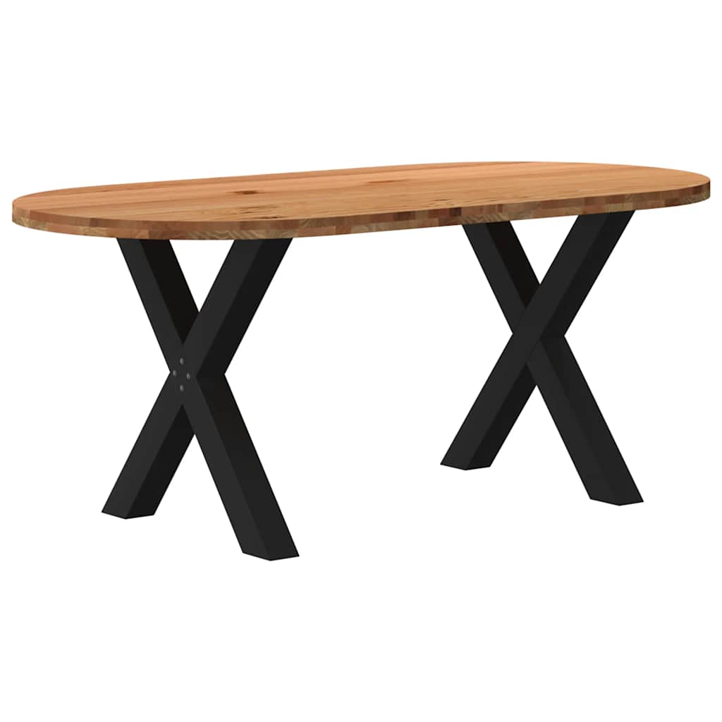 Table Industrielle en Bois de Chêne avec Pieds en X-Noir-1-180 x 90 x 74 cm-La-Fabrique-Industrielle
