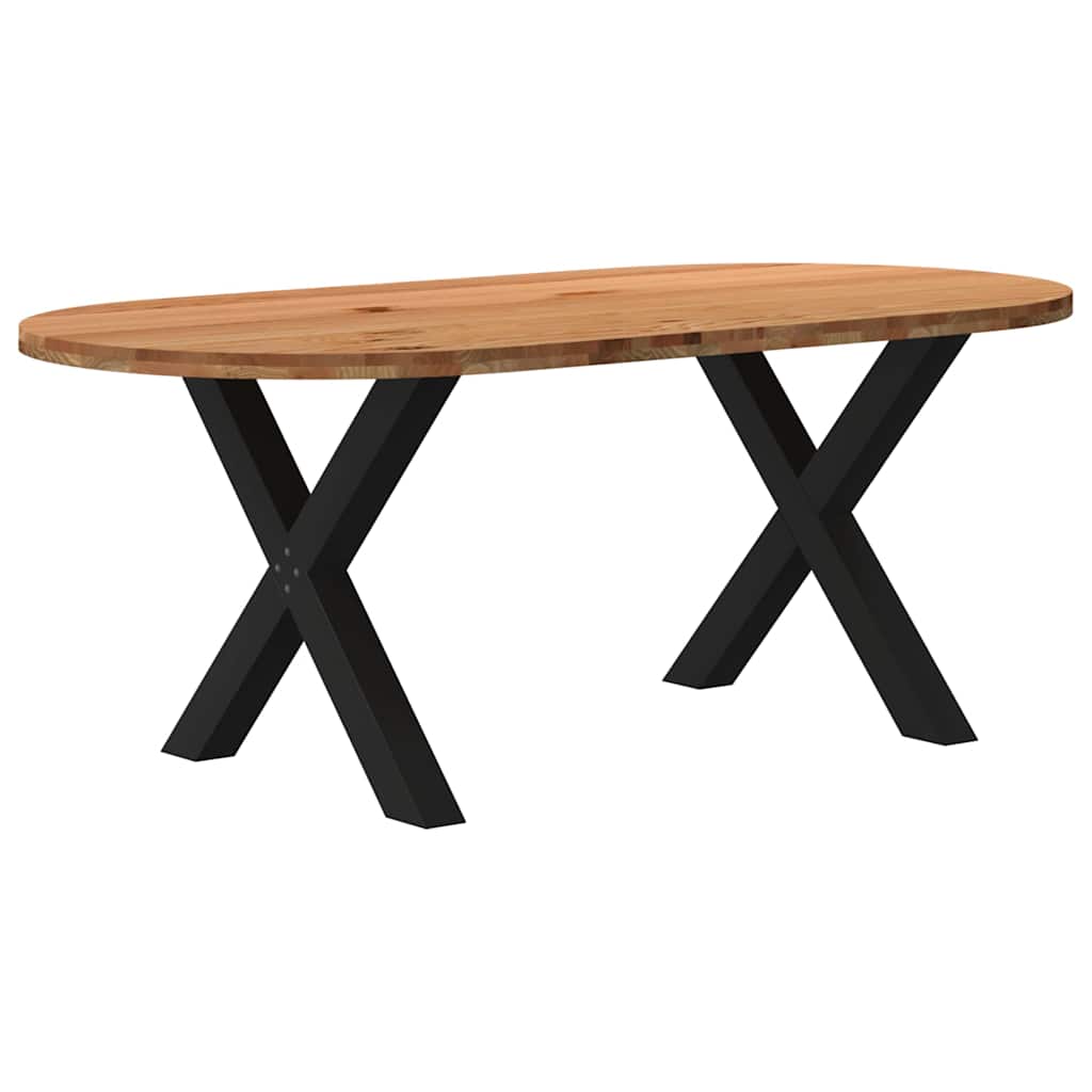 Table Industrielle en Bois de Chêne avec Pieds en X-Noir-1-200 x 100 x 74 cm-La-Fabrique-Industrielle