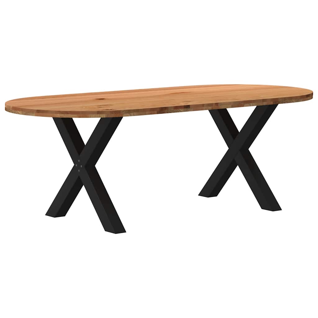 Table Industrielle en Bois de Chêne avec Pieds en X-Noir-1-220 x 100 x 74 cm-La-Fabrique-Industrielle