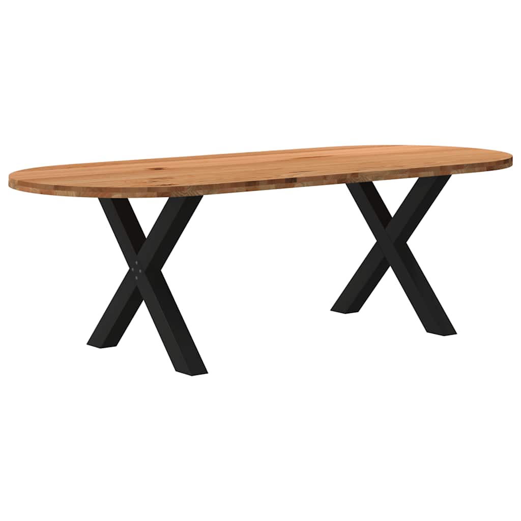 Table Industrielle en Bois de Chêne avec Pieds en X-Noir-1-240 x 100 x 74 cm-La-Fabrique-Industrielle