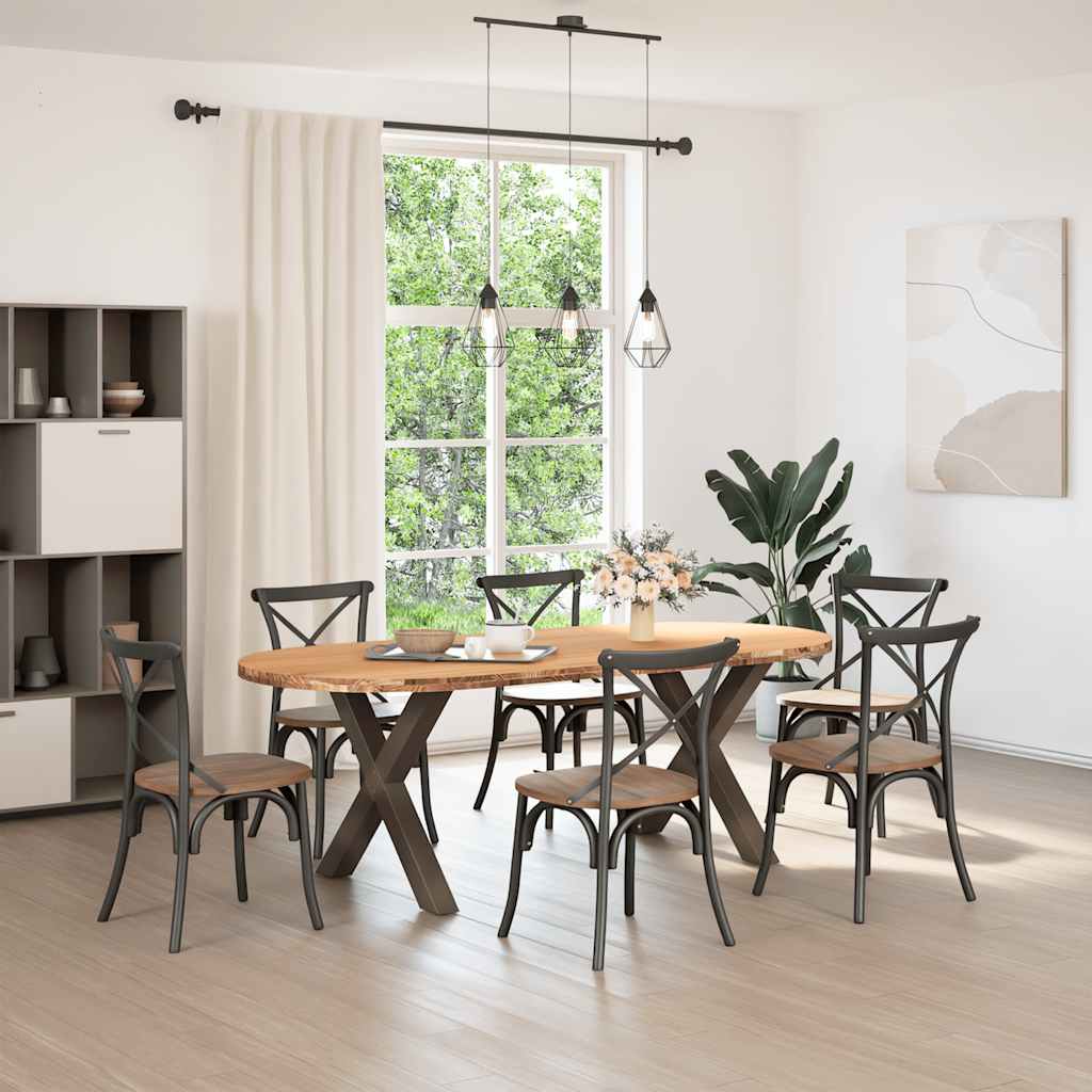 Table Industrielle en Bois de Chêne avec Pieds en X-La-Fabrique-Industrielle