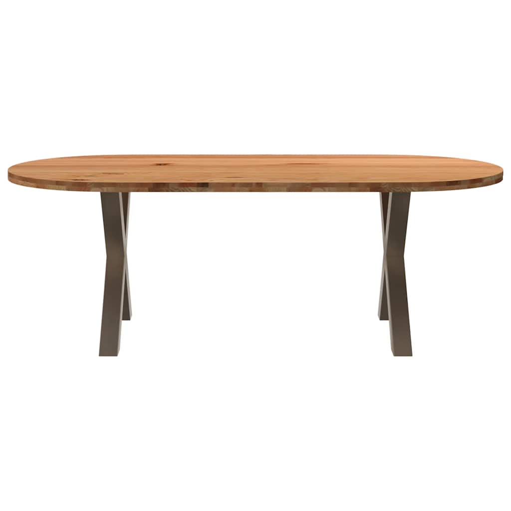 Table Industrielle en Bois de Chêne avec Pieds en X-La-Fabrique-Industrielle