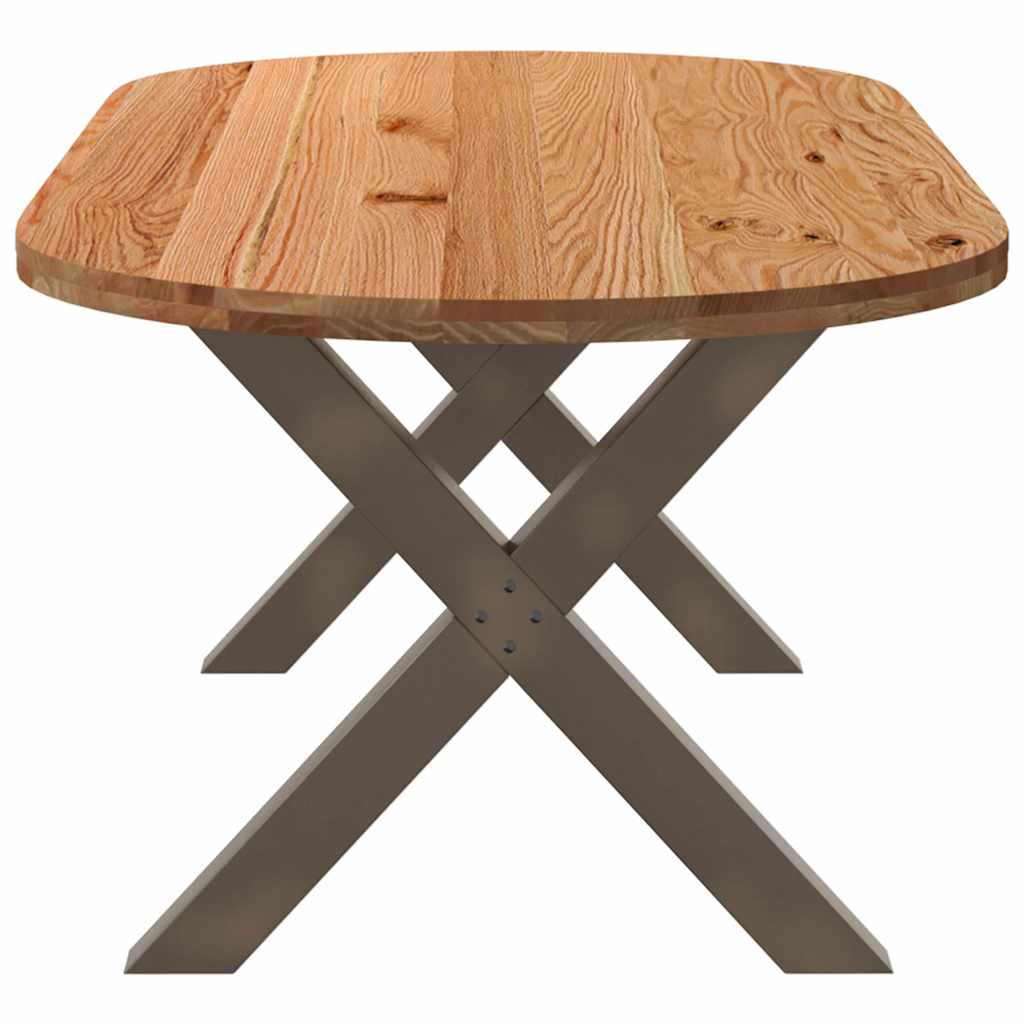 Table Industrielle en Bois de Chêne avec Pieds en X-La-Fabrique-Industrielle