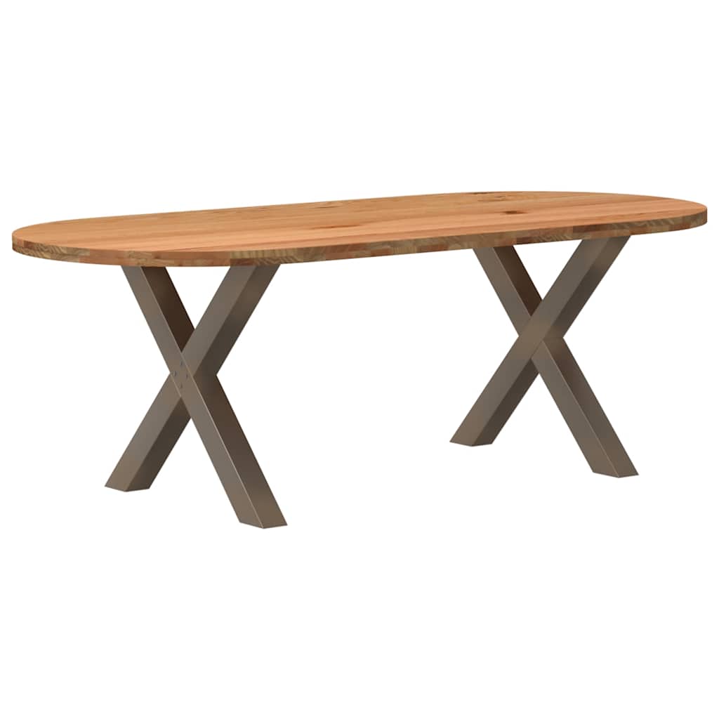 Table Industrielle en Bois de Chêne avec Pieds en X-La-Fabrique-Industrielle